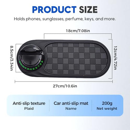 Mobile Phone Bracket Anti-Slip Mat, Multifunction Car Dashboard Mat with Temporary Parking Number, Rotatable Universal Non-Slip Car Dashboard Mat with Phone Holder for Sunglasses and Keys Gadget (A) - color: A