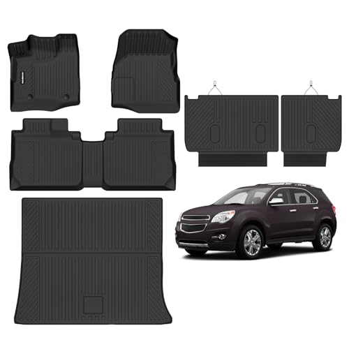 Naibeve Floor Mats for 2012-2017 Chevy Equinox/GMC Terrain Trunk Mat Cargo Mat Back Seat Cover Protector for Chevrolet Equinox Waterproof Interior Accessories - size: 9)Equinox Set|2012-2017