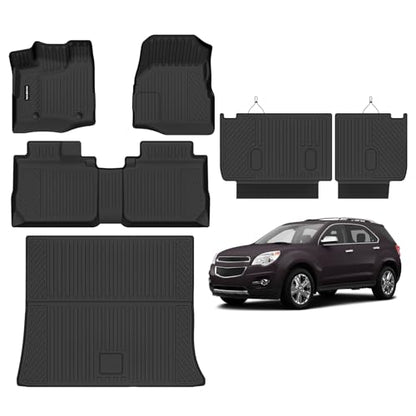 Naibeve Floor Mats for 2012-2017 Chevy Equinox/GMC Terrain Trunk Mat Cargo Mat Back Seat Cover Protector for Chevrolet Equinox Waterproof Interior Accessories - size: 9)Equinox Set|2012-2017