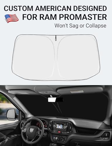 Proadsy 2026 Upgrade Windshield Sunshade Custom for 2014-2025 Dodge Ram ProMaster Reflective Heat Sun UV Protector Foldable Front Window Shade Prime Accessories - size: 2014-2025 Dodge Ram ProMaster