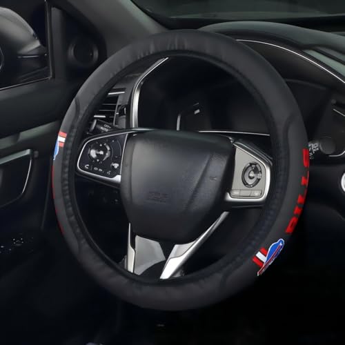 for Bills Car Steering Wheel Cover, 14-15 Inch Leather Grip | Non-Slip & Sweat-Resistant Design, Fit for Most Cars, SUVs, Trucks (SWC-BBR) - size: SWC-BBR