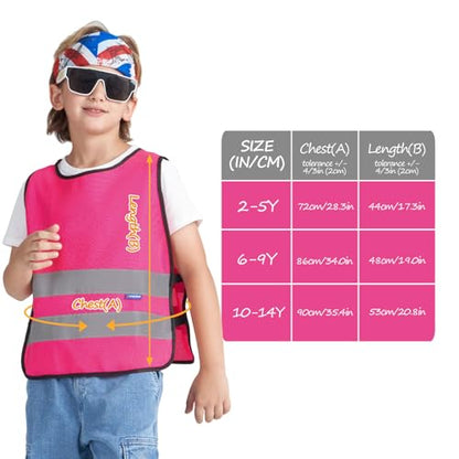 A-SAFETY kids High Vis Reflective construction Safety vest - color: Pink, size: 2-5Year