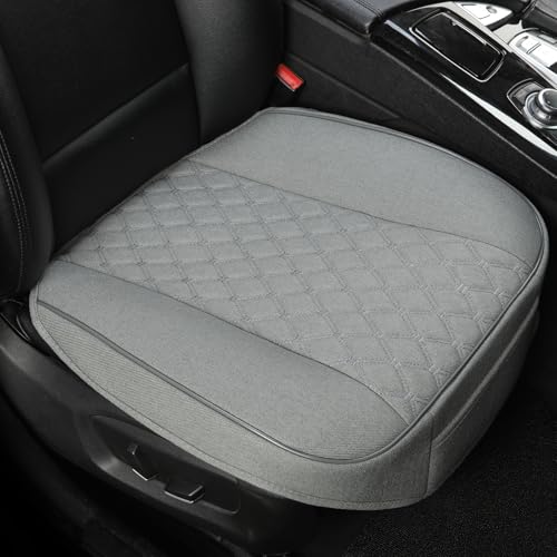 West Llama Linen Front Car Seat Cover Protector Anti-Slip Bottom Seat Cover Fits 95% of Vehicles,Wrapping Around The Bottom,Diamond Pattern(Gray-1Pcs) - color: Diamond Pattern-Gray, size: 1pc