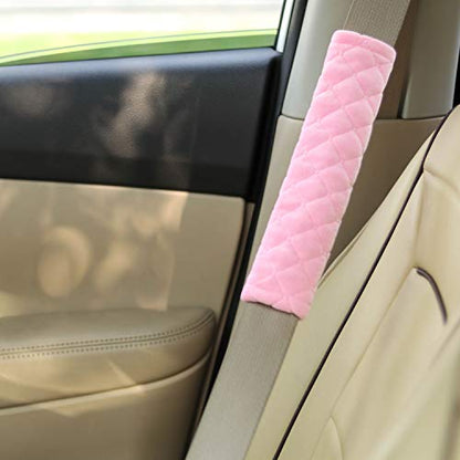 Amooca Soft Automotive Seat Belt Cover Seatbelt Shoulder Pad Neck Protector Cushions Universal Fit SUV Trucks Backpack 2 PCS Pink 10.2in - color: Pink, size: 10.2in-2pc