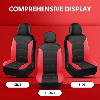 HChengkikz Car Seat Covers Front Seat, Waterproof Neoprene Seat Covers, Airbag Compatible, Universal Fit Most Sedans, SUVs, Trucks(Black + Red) - color: Black Red, size: Two Front