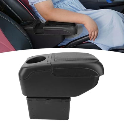 Acouto Car Armrest Box with 6 USB Charging Ports - Double Layer Console for SUV, Truck, and Car (Black) - color: Black