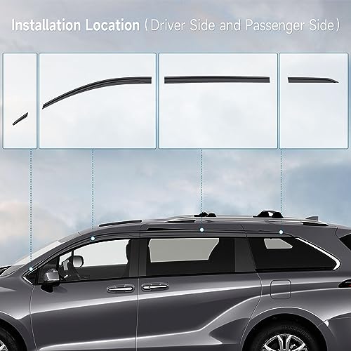 Black Rain Guards Fit for Toyota Sienna 2021 2022 2023 Tape-On Side Shatterproof Window Visor Window Deflectors, Rain Visors, 8-Piece Set - size: Fit for Toyota Sienna 2021-2023 TapeOn