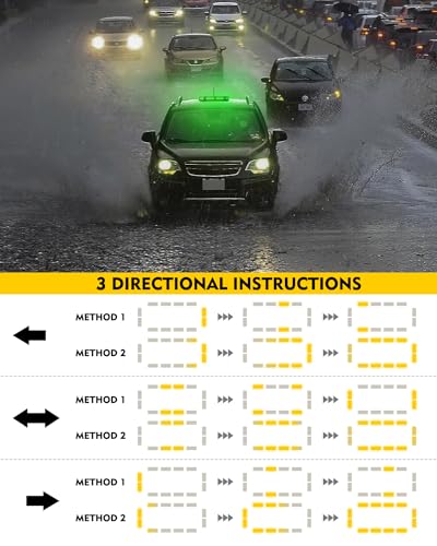 LUMENIX Green LED Rooftop Strobe Beacon Lights Magnetic Mount Emergency Flashing Safety Warning Caution Traffic Light Bar, for Law Enforcement POV Vehicles Towing Trucks Snowplow - Patented Design - color: Green