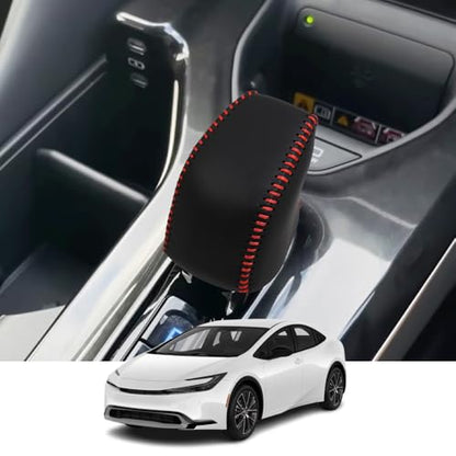 Custom Interior Accessories for Toyota Prius Crown 2023 2024 2025 2026 Crown Signia Leather Automatic Gear Shift Knob Cover,Transimission Boots Shift Lever Sheath(Red Stitches) - color: Red Stitches