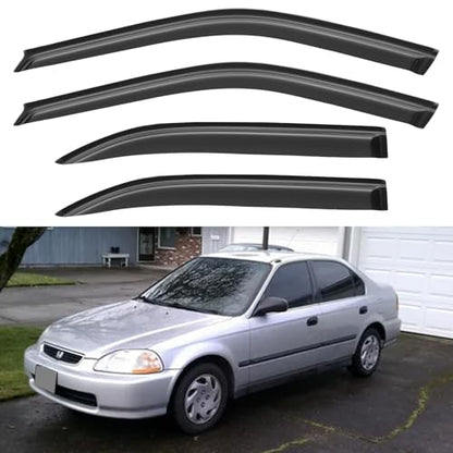 Window Visors Rain Guards Shield for 1996-2000 Honda Civic Sedan, Out-Channel Window Vent Wind Deflectors Visors Shades for 96-00 Civic - size: 1996-2000 Honda Civic Sedan