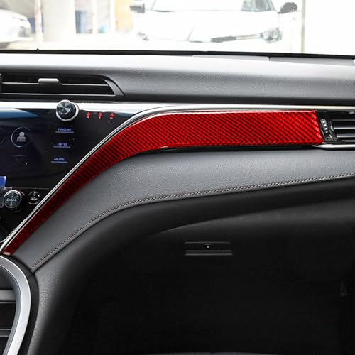 Durable Red Carbon Fiber Compatible with Toyota Camry 2018-2024 2019 2020 2021 2022 2023 Accessories Car Center Dashboard Right Side Trim Panel Cover Interior Trim Sticker Decal 2PCS - color: Dashboard Panel