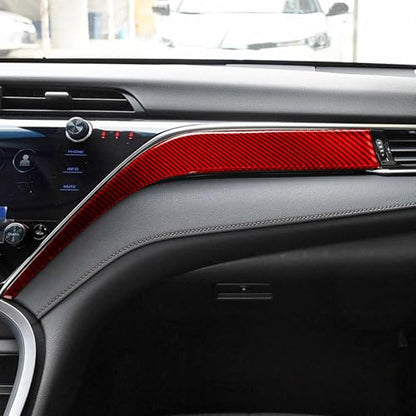 Durable Red Carbon Fiber Compatible with Toyota Camry 2018-2024 2019 2020 2021 2022 2023 Accessories Car Center Dashboard Right Side Trim Panel Cover Interior Trim Sticker Decal 2PCS - color: Dashboard Panel