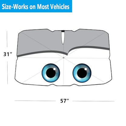 Windshield Sun Shade 2025 Car Accessories 100% Blackout Car Front Windsow Shades Umbrella Automotive Sun Visor Block Heat Insulation Protection (Gry Eyes) - color: Grey