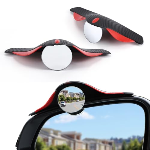 LivTee Car Blind Spot Mirror with Side Mirror Rain Guard 2 Pack, Carbon Fiber 2-in-1 Rear View Rain Mirror Covers, 360 Drgree Adjustable Convex Mirror, Automotive Exterior Accessories - color: Round, size: Rain Guard
