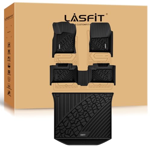 LASFIT Floor Mats & Trunk Mat for Jeep Grand Cherokee 2016-2021 Grand Cherokee WK 2022 All Weather TPE Custom Fit Car Cargo Liner Black - style: Grand Cherokee 16-21