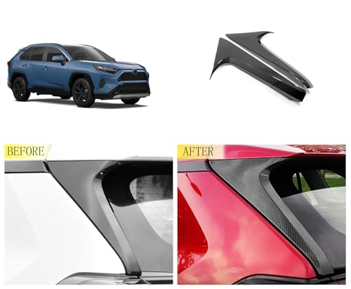 Rear Window C Pillar Side Wing Triangle Cover Trim Compatible with Toyota RAV4 2025 2024 2023 2022-2019 Exterior Car Accessories ABS 2PCS(Carbon Fiber Style) - color: Carbon Fiber Style