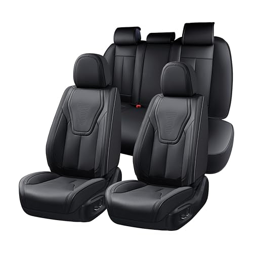 FLORICH Seat Covers, Black Car Seat Cover Full Set, Luxury Faux Nappa Leather Automotive Seat Protectors, Car Seat Cushions Universal Fit for Most Sedans SUVs Trucks - Black - color: Jet Black, size: Fullset