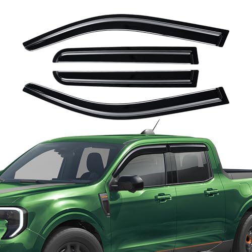 Rain Guards Compatible with Ford Maverick 2022 2023 2024 2025 2026, Tape-on Durable Side Window Visors Wind Deflectors 2022-2026 Maverick Rain Guard Black 4 PCS - size: 2022-2025 Ford Maverick (Tape-On)