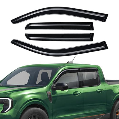 Rain Guards Compatible with Ford Maverick 2022 2023 2024 2025 2026, Tape-on Durable Side Window Visors Wind Deflectors 2022-2026 Maverick Rain Guard Black 4 PCS - size: 2022-2025 Ford Maverick (Tape-On)