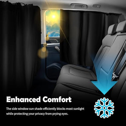 3PCS Car Window Shades Kit,Thickened Vinyl Coated Car Window Covers for Privacy and Maintaining Cool Auto Interior Temperature,Universal Cars Curtains for Windows - color: Small