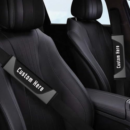 Custom Seatbelt Cover – Soft Carbon Fiber Seat Belt Pads Cushion – Personalized Seatbelt Covers for Adults Kids Women – Cute Seat Belt Shoulder Pad - color: Gray