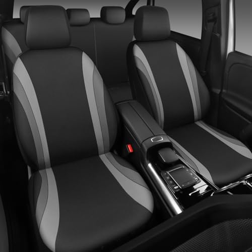 CAR PASS EVA Waterproof Car Seat Covers Full Set with 4Pcs Waterproof Car Floor Mats Universal Fit Airbag Compatible Automotive Interior Covers for Sedans, Trucks,Vans,SUV (Combo Set, Black & Gray) - color: Black & Gray