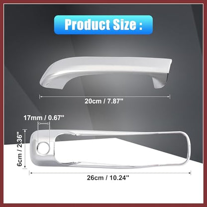 4pcs Chrome Plated ABS Exterior Side Door Handle Cover Trim for Dodge for Ram 1500 2500 3500 for Jeep Commander Grand Cherokee 2006-2010 Silver Tone Outer Door Handle Replace Parts