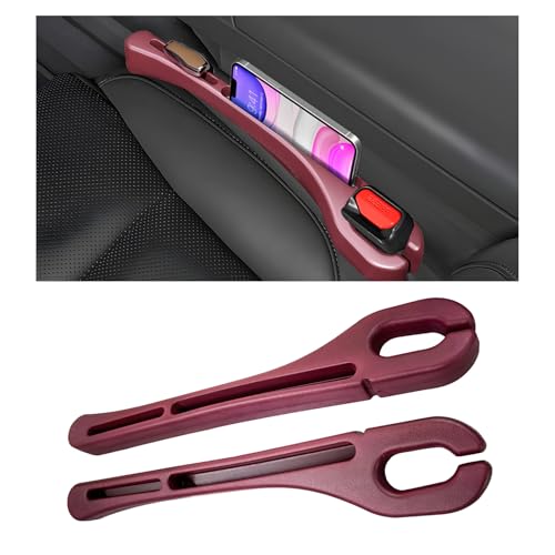 2 PCS Car Seat Gap Filler, Multifunctional Side Seat Gap Stopper Organizer with Phone Holder, Automotive Crevice Blocker Plug Between Seats Console to Prevent Dropping (Red) - color: Red