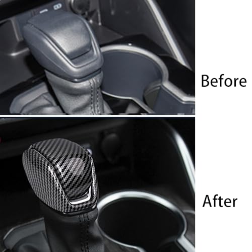 Tocatus Gear Shift Knob Cover Shifter Trim for Toyota RAV4 Highlander Venza 2019 2020 2021 2022 2023 2024, ABS Carbon Fiber 2pcs