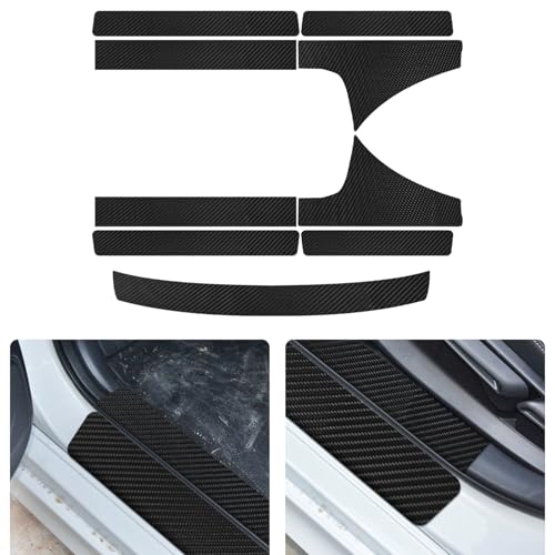 Bilisin 9PCS Car Door Sill Protector Compatible with Honda Civic 11th Gen 2022-2025,Carbon Fiber Leather Auto Trunk Door Sill Entry Guard Scratch Protector Accessories - size: for Civic 11th Gen 2022-2025