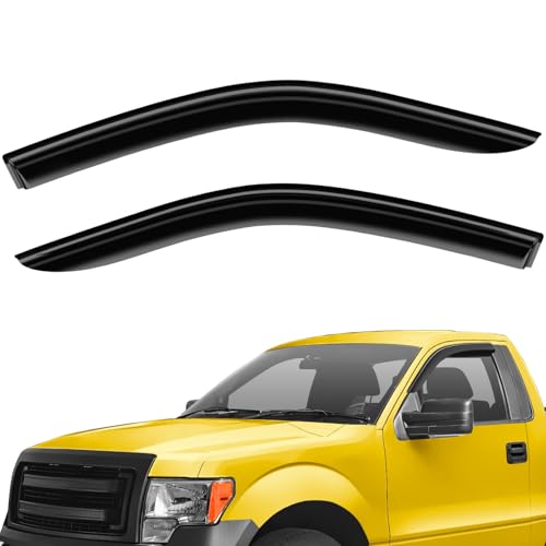 Extra Durable Window Deflectors Tape-On Window Visors Rain Guards Fit for Ford F150 2009-2014 Regular Cab, Sun Visors, Wind Vent for Shades, Exterior Car Accessories - 2pcs. AG0045 - color: For Ford F150 09-14
