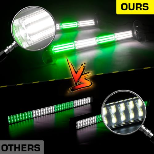 2x17.7 Emergency Strobe Traffic Advisor Lights w/Remote Control Interior Windshield Strobe Volunteer Warning Hazard Safety Lights for Vehicles Trucks, Green/White - color: #06 Green/ White