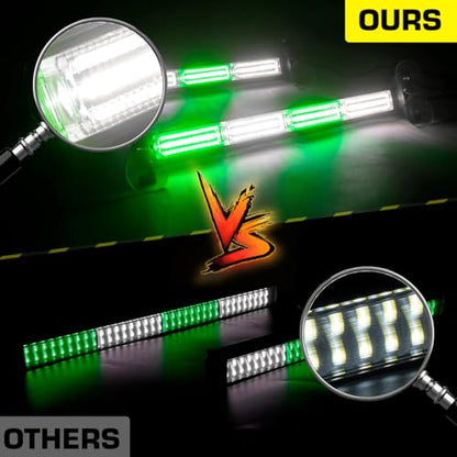 2x17.7 Emergency Strobe Traffic Advisor Lights w/Remote Control Interior Windshield Strobe Volunteer Warning Hazard Safety Lights for Vehicles Trucks, Green/White - color: #06 Green/ White