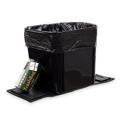 Car Trash Can with Stability Wings – Leakproof Portable Garbage Bin for Fabric & Rubber Mats – Compact Durable Plastic Auto Organizer for Cars, SUVs, Trucks (Black, Large) - color: Black, size: Large