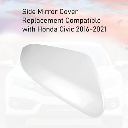 Moonlinks Compatible with 2016-2021 Honda Civic Side Mirror Cover Replacement Passenger Side,Platinum White Pearl for 10th Gen Civic,2019-2022 Insight,RH Sideview Mirror Cap Trim(1PC) - size: 10th-Right White