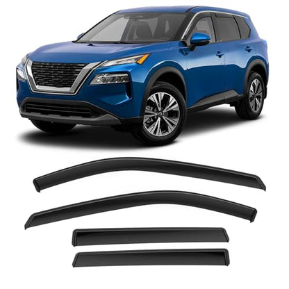 in-Channel Rain Guards Fit for Nissan Rogue 2021 2022 2023 2024 2025 2026, Extra Durable Side Window Deflectors 2021-2026 Rogue Wind Deflectors Rain Guard Black 4 PCS - size: Fit for Nissan Rogue 2021-2026
