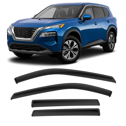 in-Channel Rain Guards Fit for Nissan Rogue 2021 2022 2023 2024 2025 2026, Extra Durable Side Window Deflectors 2021-2026 Rogue Wind Deflectors Rain Guard Black 4 PCS - size: Fit for Nissan Rogue 2021-2026
