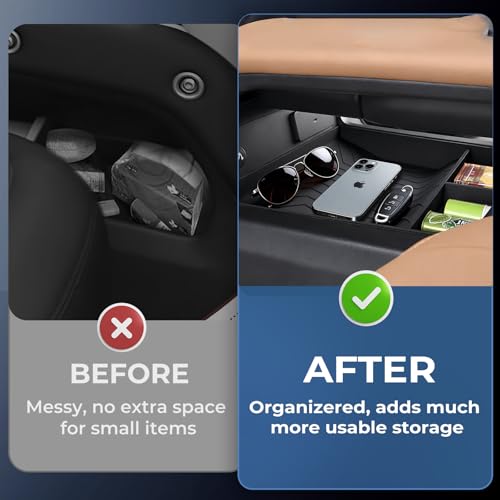 Lower Center Console Organizer Tray for Land Rover Defender 90/110/130 2026 2025, Interior Accessories Insert Tray Storage Box for 2025-2026 Defender, Black - style: 2) Fits for 2025-2026 Defender, Lower