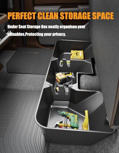 KINGGERI Under Seat Storage Boxes - Compatible with 2019-2026 Dodge Ram 1500 Crew Cab (Not for Classic), Heavy Duty Upgraded Rear Under Back Seat Storage Truck Cargo Black Tool Box Organizer - size: Compatible with 2019-2026 Dodge Ram 1500