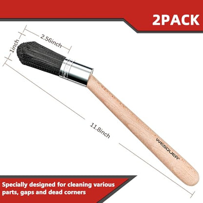 Wesquer Parts Cleaning Brush Home and Auto Use Parts Cleaner Brush Solvent Brush for Cleaning Auto Engine Parts, Clean Motors, Metal Parts, Machinery (BALCK-WT2pcs) - color: Black-wt2pcs