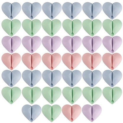 40 Pcs Cable Holder Cord Clips, Adhesive Wire Cord Holder Heart Cable Organizer Clips for Desk, Home, Office, Car, Nightstand (Pink Blue Green Purple)