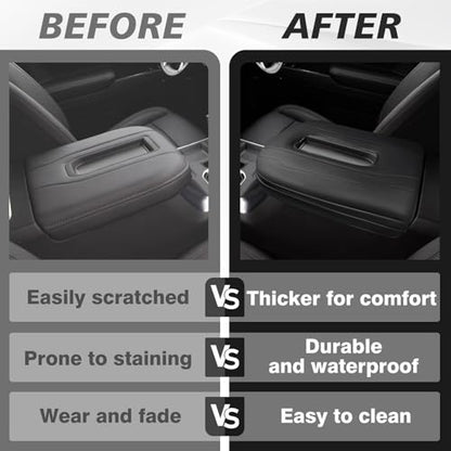 Muslogy Center Console Armrest Cover Fit for Chevy Silverado & GMC Sierra 1500 2500 3500 2022-2026 Accessories, Comfort Armrest Pad Console Lid Cushion Vegan Leather 1-Inch Extra Thick(Bucket Seat) - size: 1) 22-25 |Silverado & Sierra| Bucket Seat, +Thick