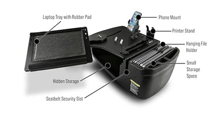 AutoExec Reach Car Desk for Your Vehicle Workstation and Mobile Office, Front Seat, Black with Phone Mount and Printer Stand - color: Black, style: Phone Mount and Printer Stand