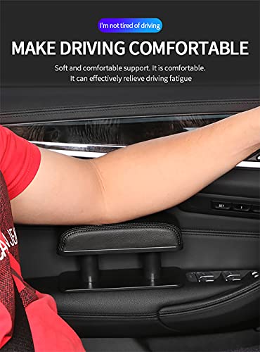 JEYODA Car Armrest Pad, Left Elbow Support, General Leather Booster Pad, Central Armrest Box, Adjustable Armrest (Brown) - color: Brown