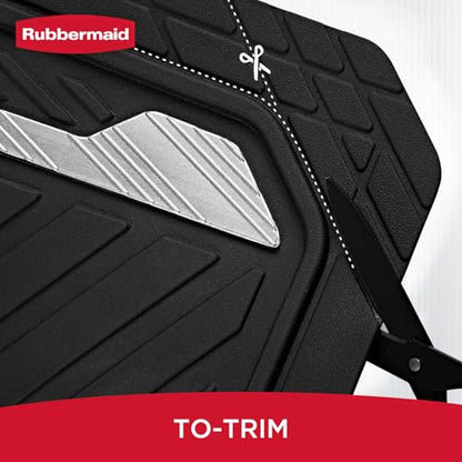 Rubbermaid Car Floor Mat, Heavy Duty All-Weather Car Mats Full Set with Dual-Tone Sliver Aluminum Inserts – Universal Fit, Anti-Slip Backing, Trim-to-Fit for Most SUV, Sedan, Van - color: Silver