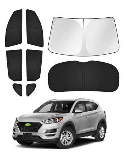 Canvcle Sunshades for Hyundai Tucson 2016-2021 Accessories Windshield Sun Shade Side Rear Window Shade Cover Sun Visor Shield Privacy Protection Keep Vehicle Cool Black 8PCS - size: Hyundai Tucson 2016-2021