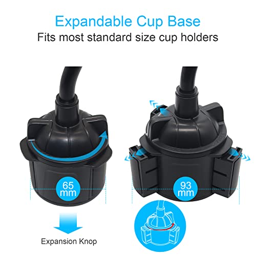 Car Cup Holder Phone Mount,Cup Holder Car Phone Holder Universal Adjustable Gooseneck Car Mount Cradle Compatible with iPhone 13/12/XS/X, Samsung Galaxy S20/S10,Huawei,OnePlus,etc. (Black)