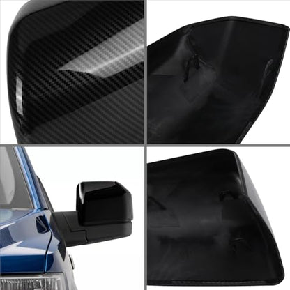 Carbon Fiber Direct Replacement Side Mirror Covers Caps for 2015-2020 Ford F150, Directly Replace Style, Not Sticker Style - color: Carbon Fiber