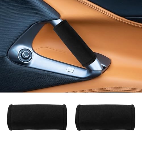 2PCS Car Grab Handle Cover, Soft Car Inside Door Handle Protector, Anti-Scratch Automotive Door Pull Handle Covers, Vehicle Interior Grip Gloves Decoration Accessories for Most Cars (Black) - color: Black