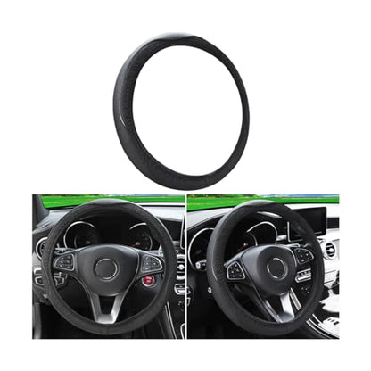 zipelo Elastic Stretch Steering Wheel Cover, Microfiber Breathable Ice Silk, Universal 15 Inch Anti-Slip Car Steering Wheel Protector, Warm in Winter and Cool in Summer for Women (Style4-Black) - color: Style4-Black
